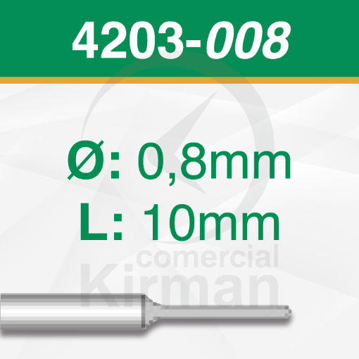 Imagen de Pack 2 Brocas 4 labios Carburo de tungsteno (4203) Ø:0.8mm y L:10mm