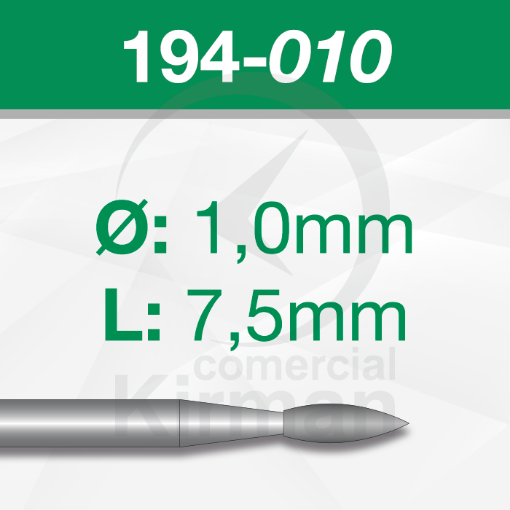 Imagen de Pack 6 fresas de llama de acero (194) Ø:1.0mm y L:7.5mm