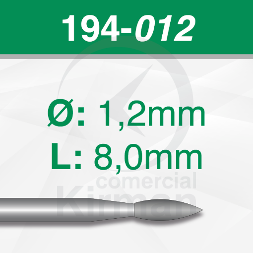 Imagen de Pack 6 fresas de llama de acero (194) Ø:1.2mm y L:8mm