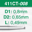 Imagen de Pack 6 Fresas huecas Twincut cónicas de acero (411CT) Ø:0.8mm
