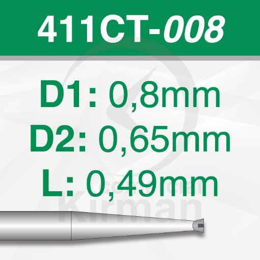 Imagen de Pack 6 Fresas huecas Twincut cónicas de acero (411CT) Ø:0.8mm