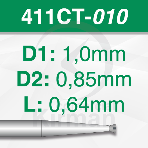Imagen de Pack 6 Fresas huecas Twincut cónicas de acero (411CT)  Ø:1.0mm