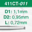 Imagen de Pask 6 Fresas huecas Twincut cónicas de acero (411CT) Ø:1.1mm