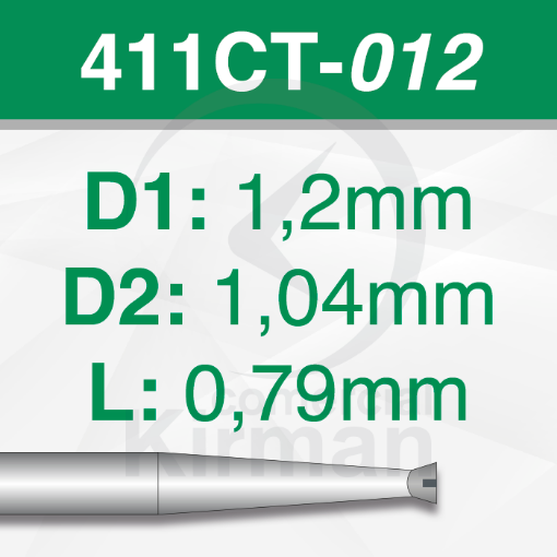 Imagen de Pack 6 Fresas huecas Twincut cónicas de acero (411CT)  Ø:1.2mm