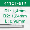 Imagen de Pack 6 Fresas huecas Twincut cónicas de acero (411CT) Ø:1.4mm