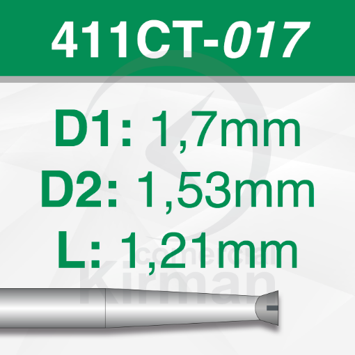 Imagen de Pack 6 fresas huecas Twincut cónicas de acero (411CT) Ø:1.7mm
