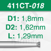 Imagen de Pack 6 fresas huecas Twincut cónicas de acero (411CT) Ø:1.8mm