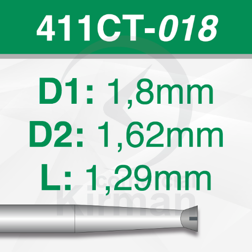 Imagen de Pack 6 fresas huecas Twincut cónicas de acero (411CT) Ø:1.8mm