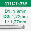 Imagen de Pack 6 fresas huecas Twincut cónicas de acero (411CT) Ø:1.9mm
