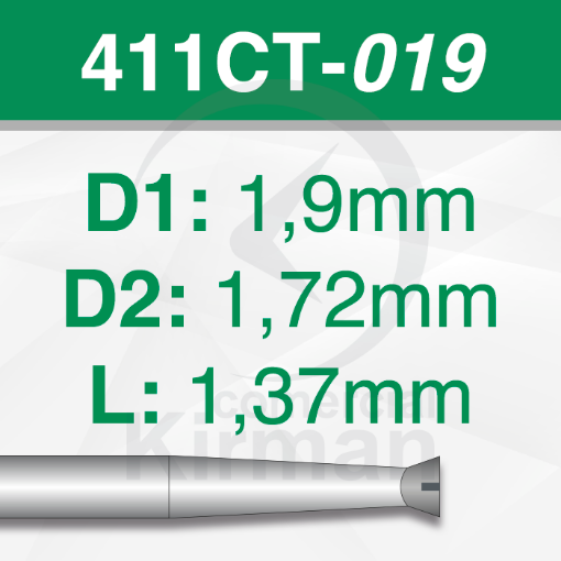 Imagen de Pack 6 fresas huecas Twincut cónicas de acero (411CT) Ø:1.9mm