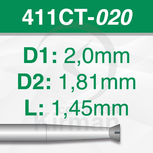 Imagen de Pack 6 fresas huecas Twincut cónicas de acero (411CT)  Ø:2.0mm
