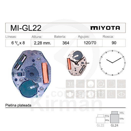 Movimiento Miyota GL22 Original 