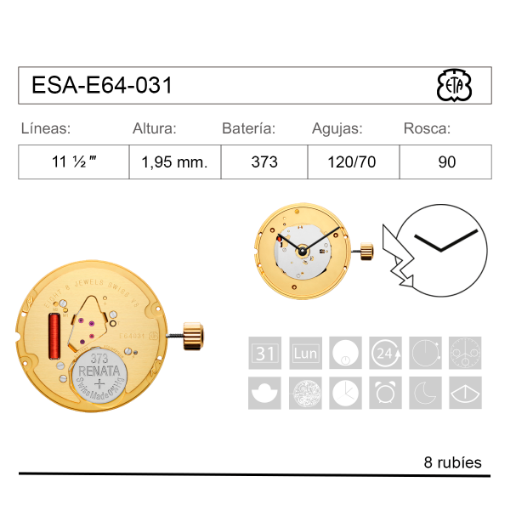 Imagen de Movimiento de pulsera ETA E64-031