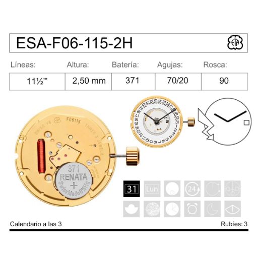 Imagen de Movimiento de pulsera ETA F06-115-2H