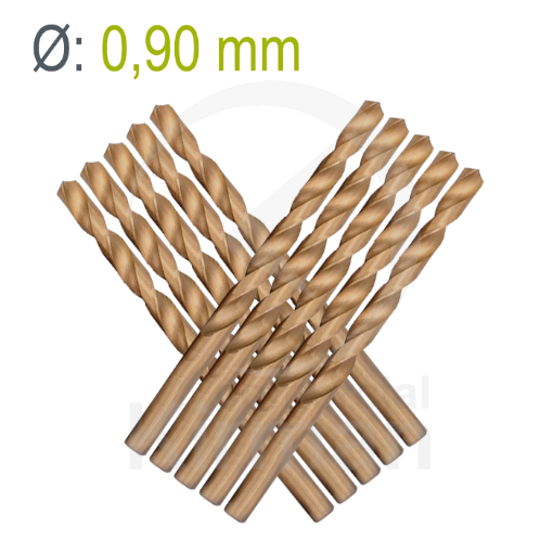 Imagen de 10 uds de brocas helicoidales HSS-Co cobalto Ø 0.90 mm