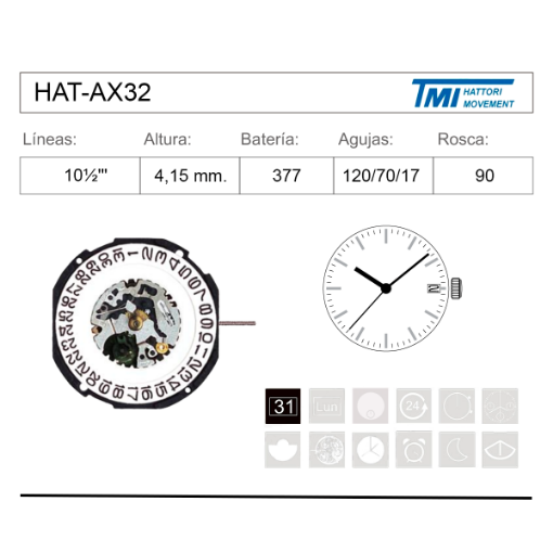 Imagen de Movimiento de Pulsera Hattori AX32