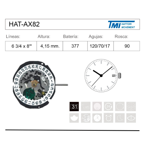 Imagen de Movimiento de Pulsera Hattori AX82