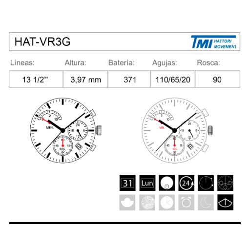 Movimiento de pulsea HATTORI VR3G