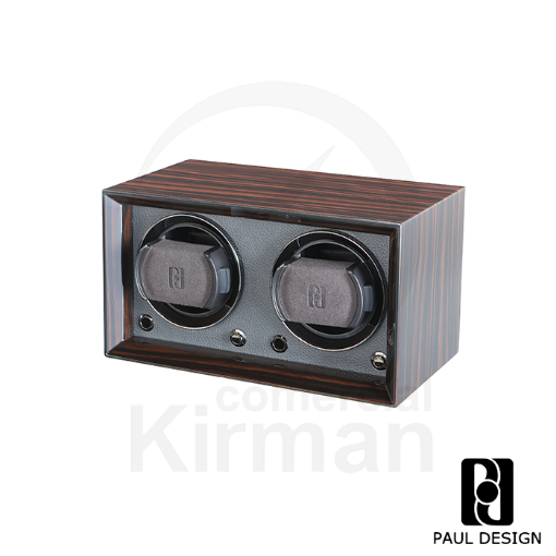 Caja rítmica doble Paul Design Gentlemen 2 acabado nogal para dos relojes automáticos.