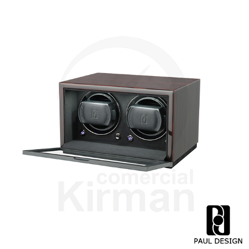 Watch Winder doble vertical Paul Design Gentlemen 2D acabado nogal para dos relojes automáticos.