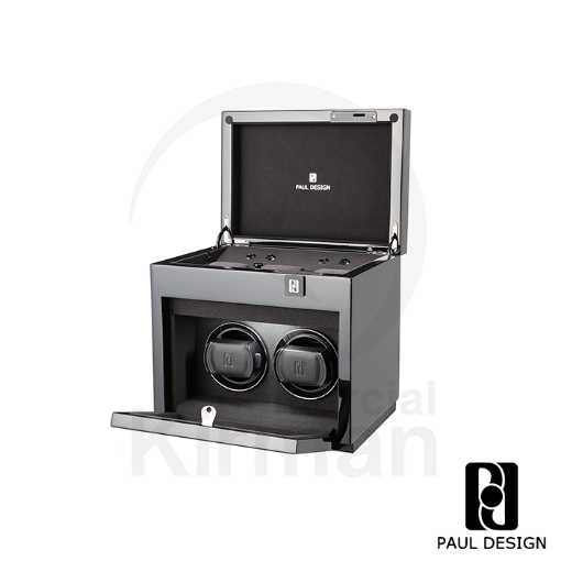 Caja rítmica Paul Design Gentlemen 2+3 negro, cargador para 2 relojes automáticos y joyero para 3 adicionales.