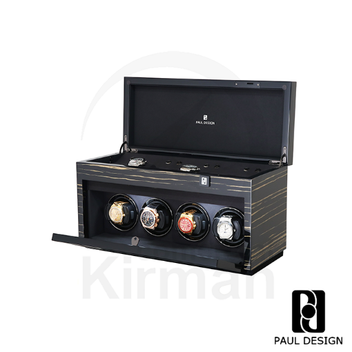 Caja rítmica Paul Design Gentlemen 4+6, cargador cuádruple y vitrina para 10 relojes en total.
