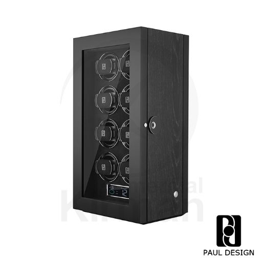 Caja rítmica óctuple Paul Design Gentlemen 8 negro para carga de ocho relojes automáticos.