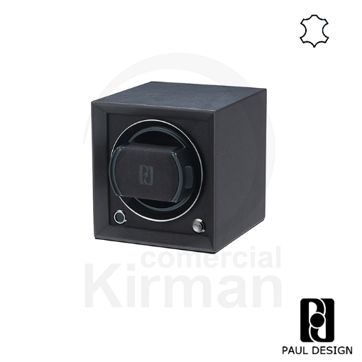 Watch Winder Paul Design Gentlemen PU acabado en piel negra para un reloj automático.