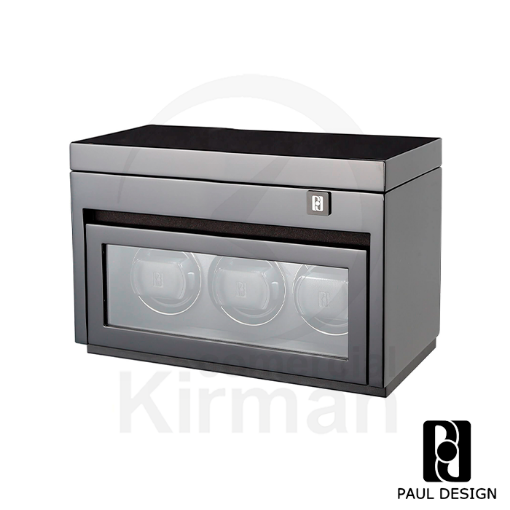 Caja rítmica Paul Design Gentlemen 3+5 negro, cargador para 3 relojes y vitrina para 5 adicionales.