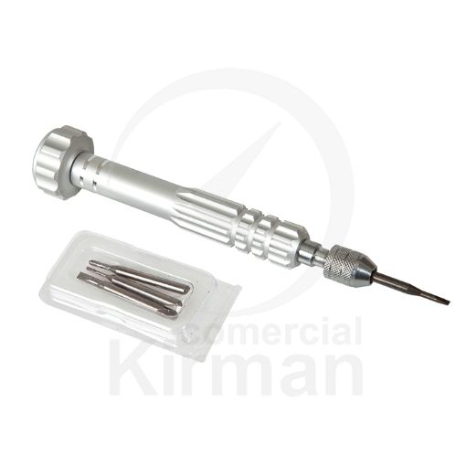 Imagen de Destornillador multifunción de aluminio con mechas planas y philips intercambiables