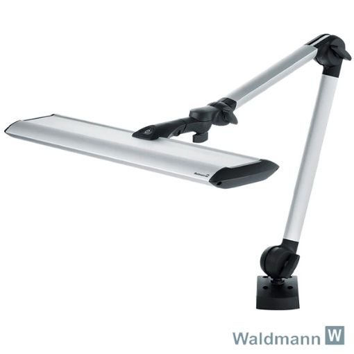 Lámpara Waldmann Taneo TND 2100 con brazo articulado 3D para taller profesional.