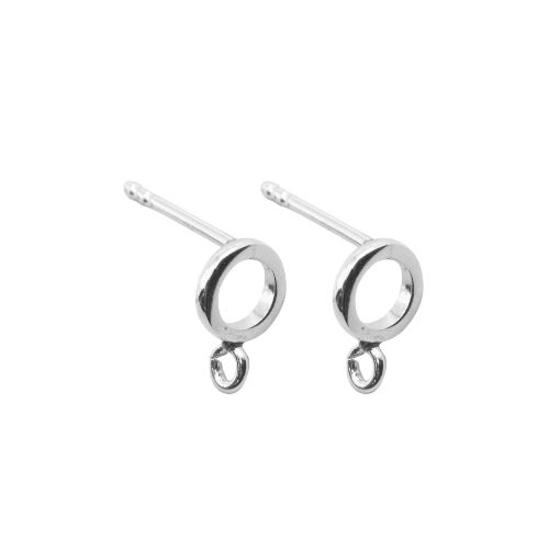 Imagen de Par de Pendientes con forma de Circulo con Anilla Abierta 6MM PLATA