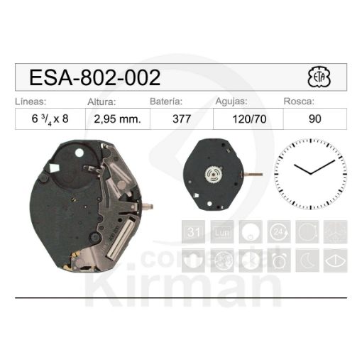 Imagen de Movimiento de pulsera ETA-802-002