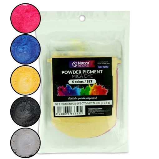 Imagen de Set pigmentos polvo de mica metálicos 5 x 5gr.