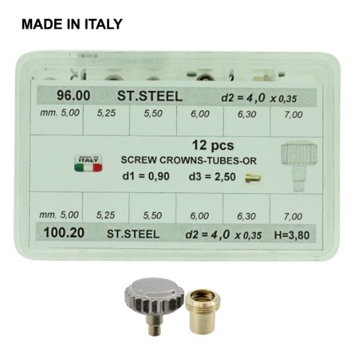 Imagen de SURTIDO 12 CORONAS ROSCA 90 (Ø3.50-Ø7.00mm) ACERO MADE IN ITALY