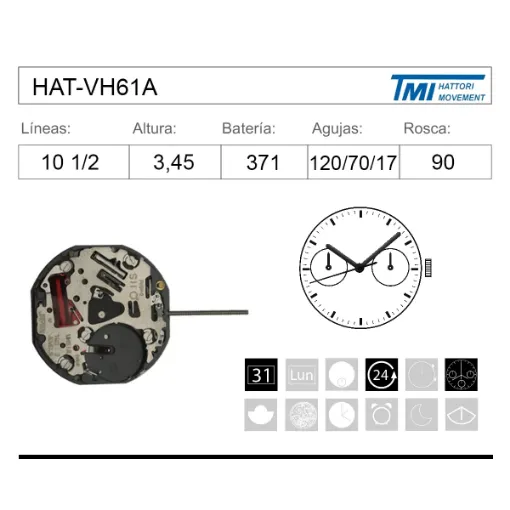 Imagen de Movimiento de pulsera Hattori VH61A