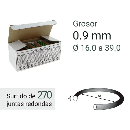 Imagen de Surtido 270 juntas de caucho redondas 0.9 mm grosor