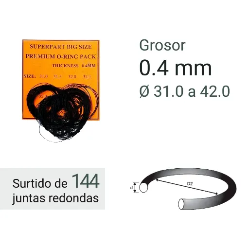 Imagen de Surtido 144 Juntas Redondas 0.4 MM Grosor