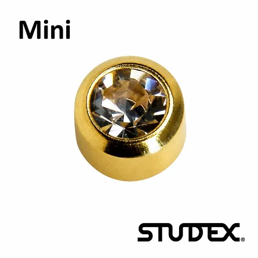 Imagen de Pendiente Serie Mini bola dorada zirconita blanca - caja 12 pares