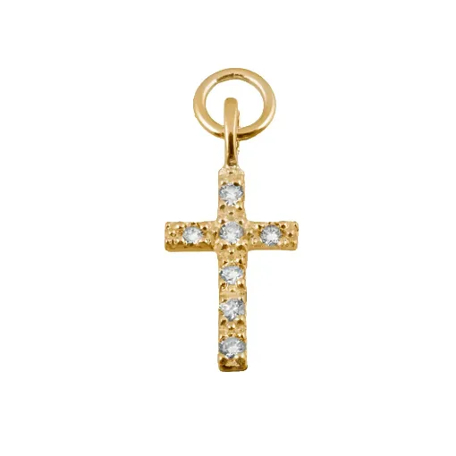 Colgante Cruz Cristal Plata Chapada Oro 8x12 mm