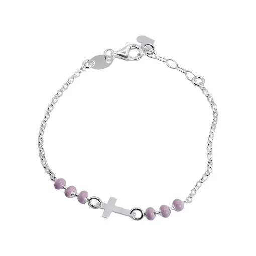 Pulsera Infantil Rolo Cruz Plata 925