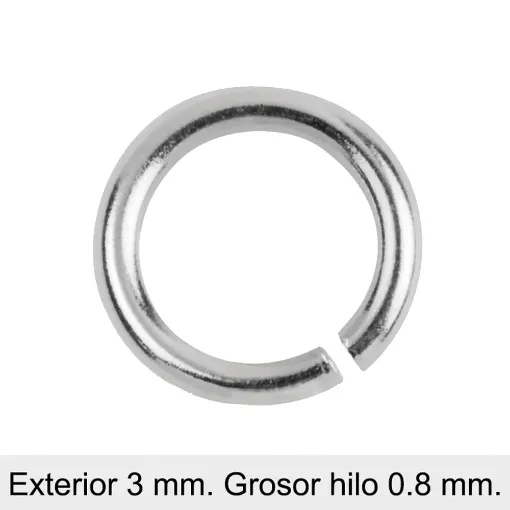 Anillas abiertas 3.0 mm (0.8 mm.) Plata 925