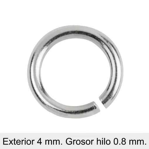 Anillas abiertas 4.0 mm.(0.8 mm.) Plata 925
