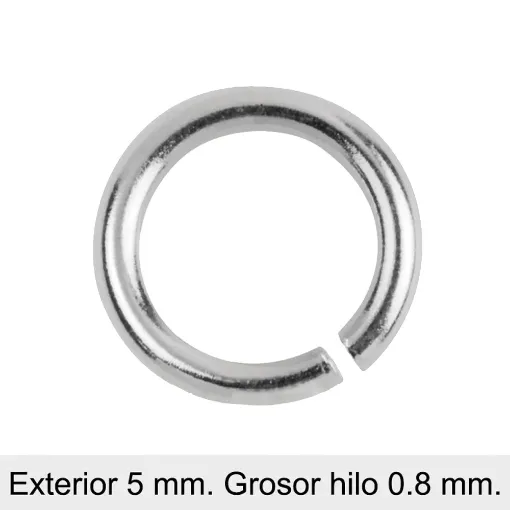 Anillas abiertas 5.0 mm (0.8 mm.) Plata 925
