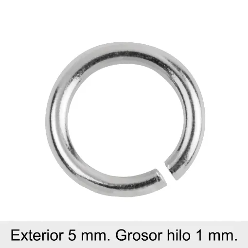 Anillas abiertas 5.0 mm (1 mm.) Plata 925