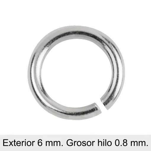 Anillas abiertas 6.0 mm (0.8 mm.) Plata 925