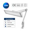 Lámpara de sobremesa articulada 360 leds Comercial Kirman plateada con pinza para fijación.