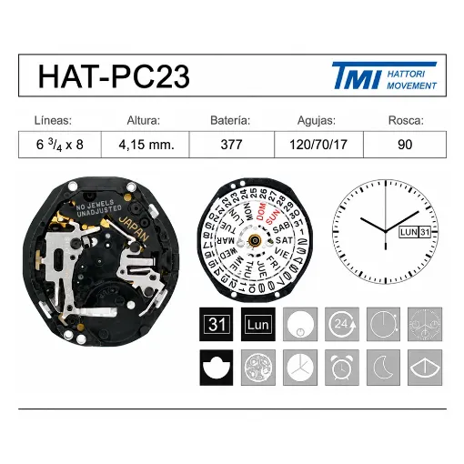 Movimiento de pulsera Hattori PC23