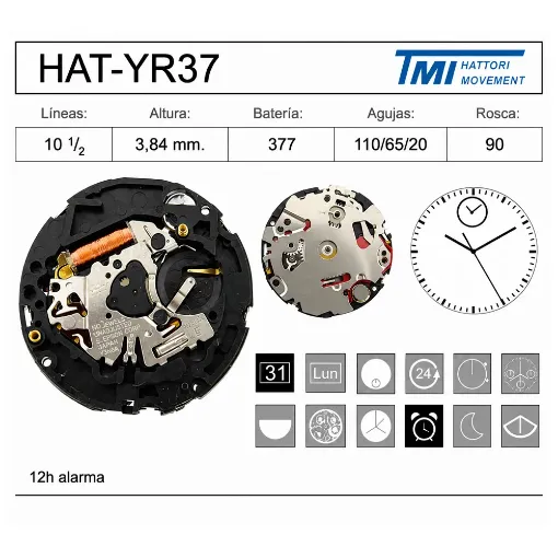 Movimiento de pulsera Hattori YR37