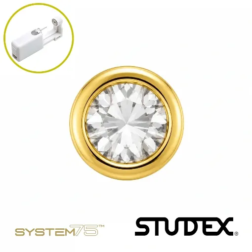 Pendiente de botón abril dorado 2 mm Studex System 75